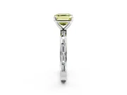 Solitaire Engagement Ring Setting for Fancy Yellow Asscher Cut Center with Channel Baguette Band and Prong Head in White Gold