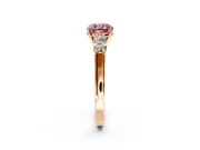 5 Stone Engagement Ring Setting for Fancy Pink Cushion Cut Center with Equal Close-Set Accents and Prong Head in Rose Gold