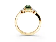 Solitaire Engagement Ring Setting for Fancy Green Emerald Cut Center with Marquise Flower Shoulders and Prong Head in Yellow Gold