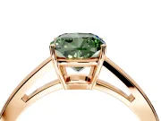 Solitaire Engagement Ring Setting for Fancy Green Cushion Cut Center with Open Cathedral Shoulders and Prong Head in Rose Gold