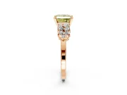 Cluster Engagement Ring Setting for Fancy Yellow Princess Cut Center with 2-Row Shoulder Clusters and Prong Head in Rose Gold