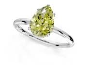 Solitaire Engagement Ring Setting for Fancy Yellow Pear-Shaped Center with Plain Band, Open Basket and Prong Head in Sterling Silver