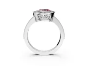 Halo Engagement Ring Setting for Fancy Pink Heart-Shaped Center with Milgrain Halo, Pave Band and Prong Head in Platinum