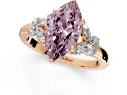 Solitaire Engagement Ring Setting for Fancy Pink Marquise Center with Marquise Flower Shoulders and Prong Head in Rose Gold