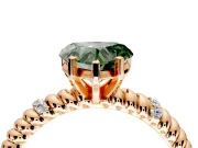 Rope Engagement Ring Setting for Fancy Green Heart-Shaped Center with Accent Shoulders and Prong Head in Rose Gold