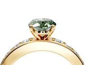 Solitaire Engagement Ring Setting for Fancy Green Oval Center with Channel-Set Accents and Prong Head in Yellow Gold