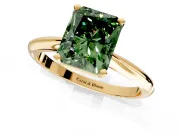 Solitaire Engagement Ring Setting for Fancy Green Radiant Cut Center with Knife Ridge Band and Claw Prong Head in Yellow Gold