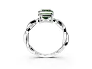 Solitaire Engagement Ring Setting for Fancy Green Asscher Cut Center with Twisted Pave Band and Prong Head in Platinum