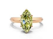 Solitaire Engagement Ring Setting for Fancy Yellow Marquise Center with Wide Knife Ridge Band and Prong Head in Rose Gold