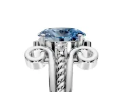 Solitaire Engagement Ring Setting for Fancy Blue Oval Center with Twisted Band and Scroll Prong Head in Platinum