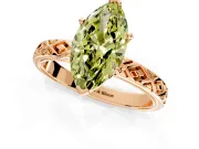 Solitaire Engagement Ring Setting for Fancy Yellow Marquise Center with Milgrain X Pattern Band and Prong Head in Rose Gold