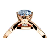 Solitaire Engagement Ring Setting for Fancy Blue Pear-Shaped Center with Accented Twist Band and Leaf Prong Head in Rose Gold