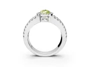 Halo Engagement Ring Setting for Fancy Yellow Pear-Shaped Center with Wide-Open Pave Split Shank and Prong Head in Platinum