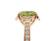 Floral Engagement Ring Setting for Fancy Yellow Emerald Cut Center with Four Accent Clusters and Prong Head in Rose Gold
