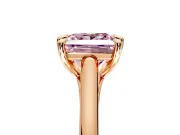 Solitaire Engagement Ring Setting for Fancy Pink Princess Cut Center with Cathedral Band and Prong Head in Rose Gold