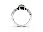Milgrain Bezel Engagement Ring Setting for Fancy Green Radiant Cut Center with Marquise Stations and Bezel Head in Sterling Silver