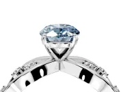 Solitaire Engagement Ring Setting for Fancy Blue Oval Center with Criss-Cross Accent Band and Prong Head in Platinum