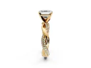 Solitaire Engagement Ring Setting for Asscher Cut Center with Pave and Plain Crossover and Basket Head in Yellow Gold