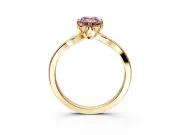 Solitaire Engagement Ring Setting for Fancy Pink Emerald Cut Center with Plain Split Shank and Prong Head in Yellow Gold