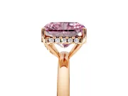 Solitaire Engagement Ring Setting for Fancy Pink Radiant Cut Center with Fine Wire Band and Prong Head in Rose Gold