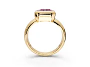 Solitaire Engagement Ring Setting for Fancy Pink Asscher Cut Center with Wide Band and Bezel Head in Yellow Gold