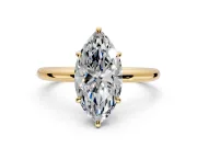 Low-Set Solitaire Engagement Ring Setting for Oval Center with Thin Plain Band and Prong Head in Yellow Gold