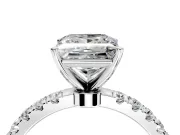 Open Basket Engagement Ring Setting for Princess Cut Center with Pave Band and Prong Head in Sterling Silver