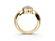 Halo Engagement Ring Setting for Radiant Cut Center with Tapered Plain Band and Prong Head in Yellow Gold