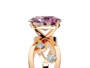 Solitaire Engagement Ring Setting for Fancy Pink Oval Center with Criss-Cross Accent Band and Prong Head in Rose Gold