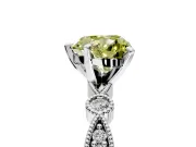 Solitaire Engagement Ring Setting for Fancy Yellow Heart-Shaped Center with Milgrain Bezel Accents and Prong Head in Platinum