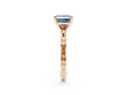 Solitaire Engagement Ring Setting for Fancy Blue Princess Cut Center with Bamboo Band and Prong Head in Rose Gold
