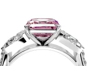 Channel-Set Engagement Ring Setting for Fancy Pink Asscher Cut Center with Baguette Band and Prong Head in Sterling Silver