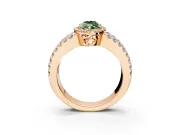 Halo Engagement Ring Setting for Fancy Green Marquise Center with Wide-Open Pave Split Shank and Prong Head in Rose Gold
