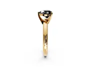 Solitaire Engagement Ring Setting for Fancy Black Heart-Shaped Center with Wire Band and Prong Head in Yellow Gold