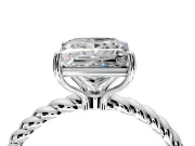 Solitaire Engagement Ring Setting for Princess Cut Center with Plain Twisted Rope Band and Prong Head in Sterling Silver