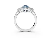 3 Stone Engagement Ring Setting for Fancy Blue Marquise Center with Matching Side Accents and Prong Head in Sterling Silver
