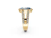 Halo Engagement Ring Setting for Fancy Blue Marquise Center with Wide-Open Pave Split Shank and Prong Head in Yellow Gold