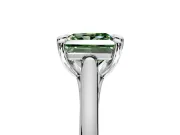 Solitaire Engagement Ring Setting for Fancy Green Princess Cut Center with Cathedral Band and Prong Head in White Gold
