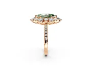 Floral Halo Engagement Ring Setting for Fancy Green Marquise Center with Pave Accents and Prong Head in Rose Gold