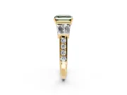 Channel-Set Engagement Ring Setting for Fancy Green Asscher Cut Center with Baguette Band and Prong Head in Yellow Gold