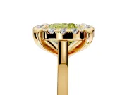 Single Halo Engagement Ring Setting for Fancy Yellow Cushion Cut Center with Corner Claws, Plain Band and Prong Head in Yellow Gold