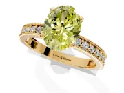 Milgrain Pave Engagement Ring Setting for Fancy Yellow Oval Center with Accent Band and Prong Head in Yellow Gold