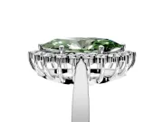 Starburst Halo Engagement Ring Setting for Fancy Green Marquise Center with Flat Cathedral Band and Prong Head in Sterling Silver