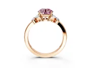 Solitaire Engagement Ring Setting for Fancy Pink Round Cut Center with Marquise Flower Shoulders and Prong Head in Rose Gold