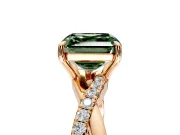 Crossover Engagement Ring Setting for Fancy Green Asscher Cut Center with Pave and Plain Strands and Prong Head in Rose Gold