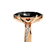 Side Accent Engagement Ring Setting for Fancy Black Marquise Center with Accent Shoulders and Prong Head in Rose Gold