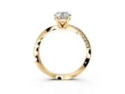 Side Accent Engagement Ring Setting for Oval Center with Accent Shoulders and Prong Head in Yellow Gold