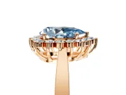 Starburst Halo Engagement Ring Setting for Fancy Blue Pear-Shaped Center with Flat Cathedral Band and Prong Head in Rose Gold
