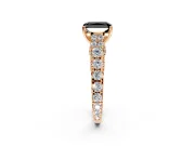 Solitaire Engagement Ring Setting for Fancy Black Radiant Cut Center with Pave Cathedral Shoulders and Prong Head in Rose Gold