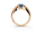 Tension Engagement Ring Setting for Fancy Blue Emerald Cut Center with Wide Tapered Band and Tension Head in Rose Gold